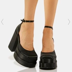Steve Madden | Shoes | Steve Madden Black Satin Charlize Platform Heels |  Poshmark